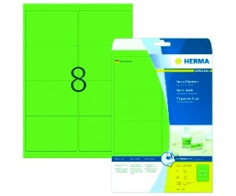 Neoon-rohelised kleebisetiketid Herma - 99.1x67.7mm, 20 lehte